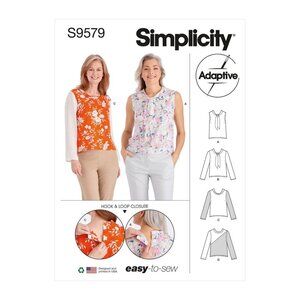 Sewing Pattern Simplicity S9579 Womens Adaptive Blouse Sizes 6-14 Easy‎ Dressing